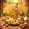 Traditional-red-and-gold-satin-Thiru-Udayada-for-Vishu-Kani-decoration
