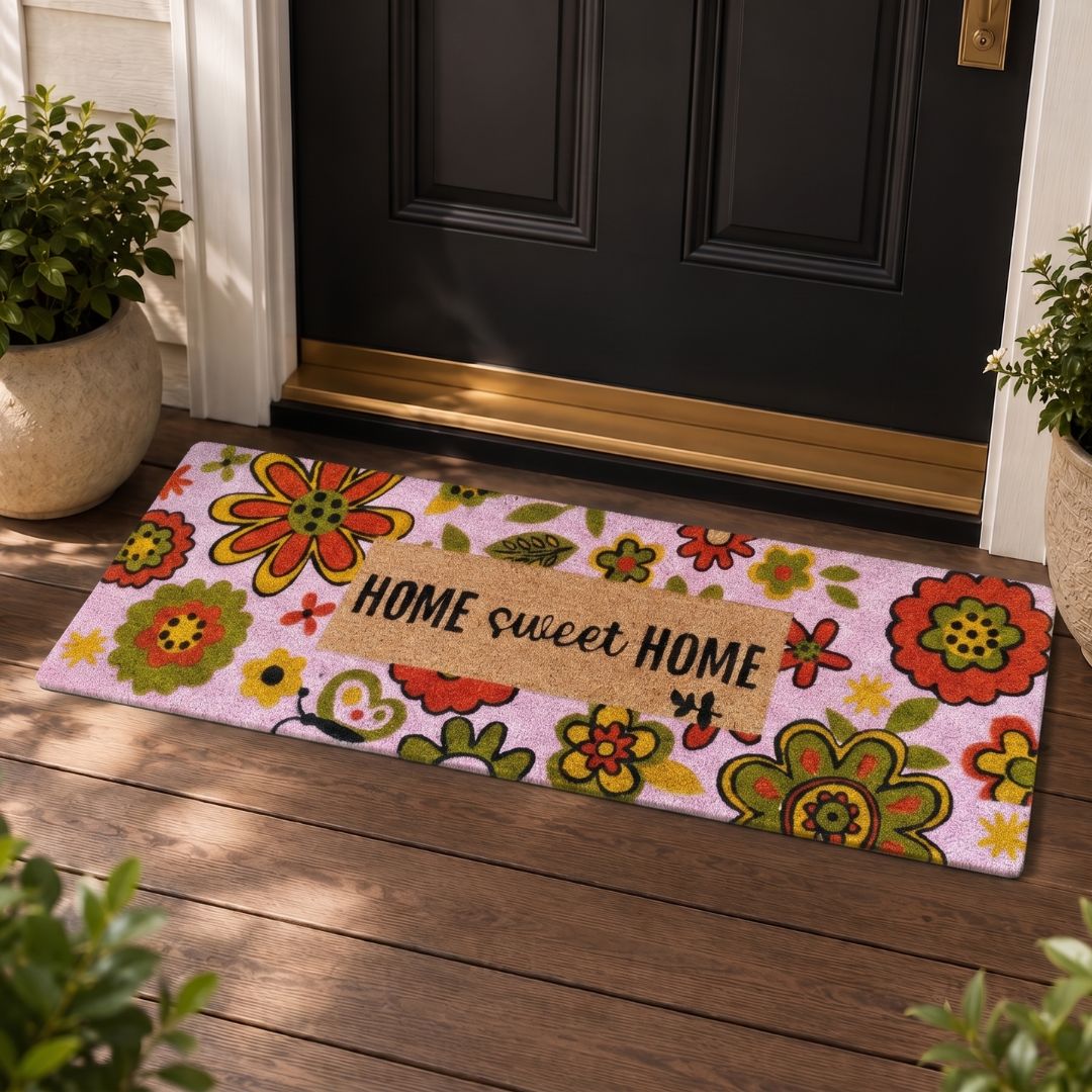 Coir Door Mat Runner Pink - Image 1