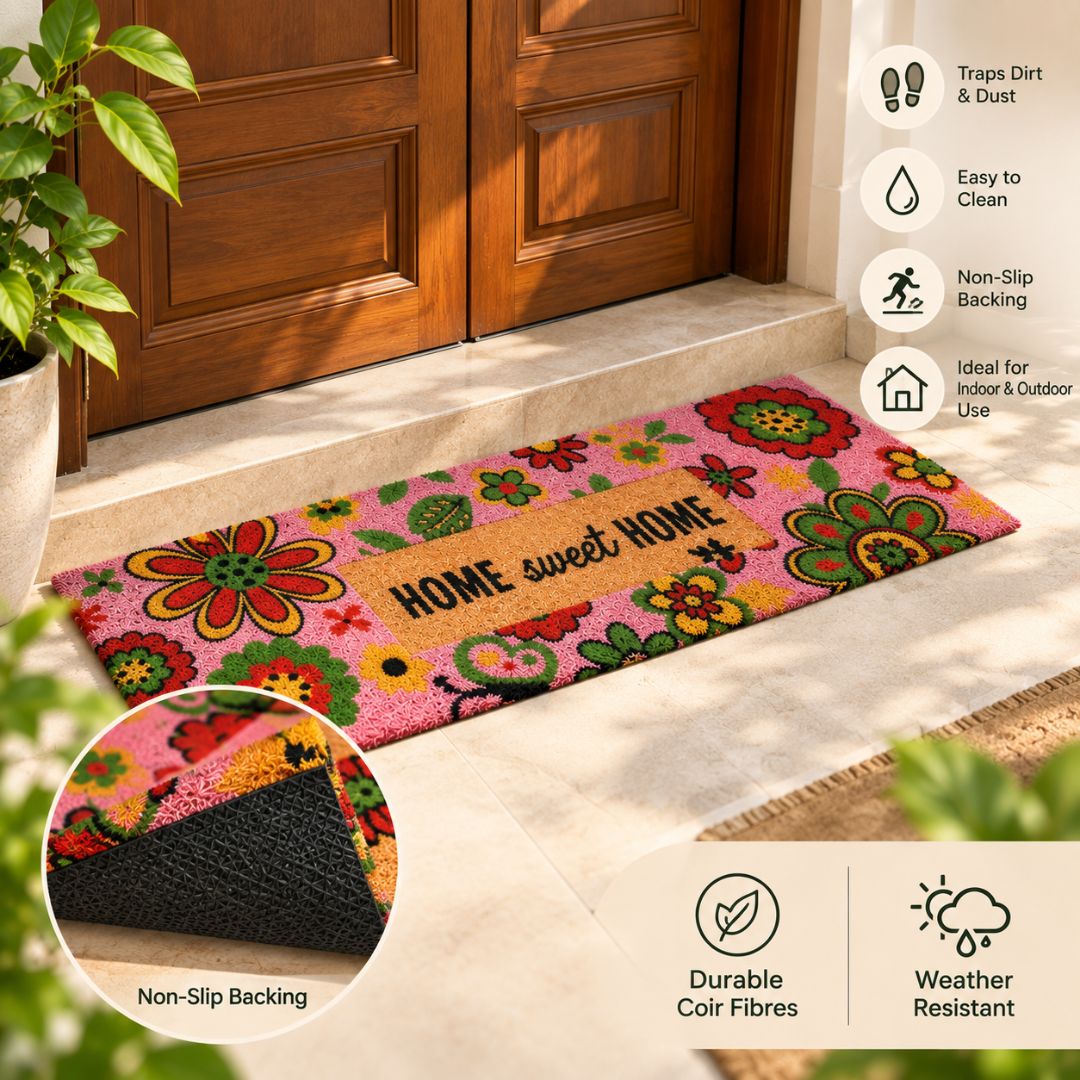 Coir Door Mat Runner Pink - Image 4