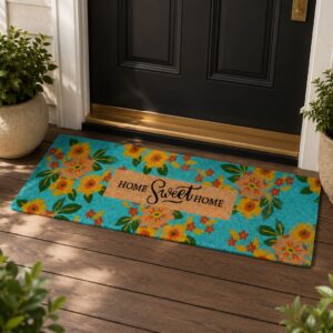 Coir Door Mat Runner Turquoise