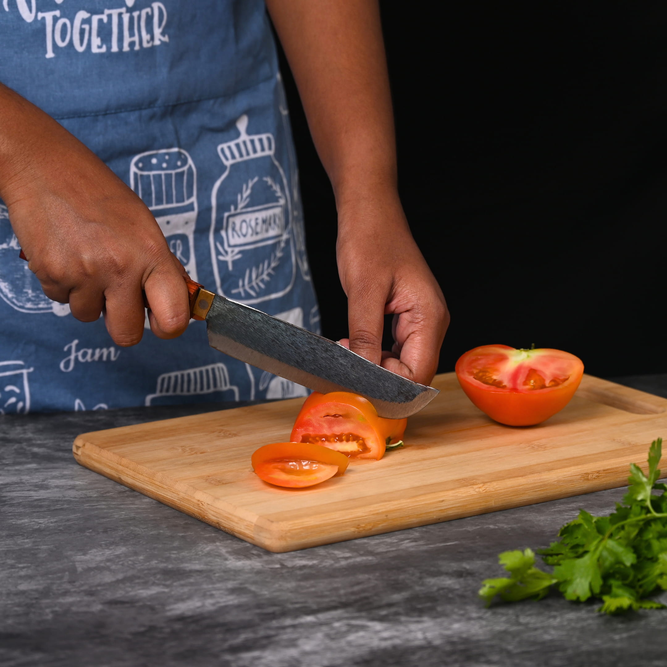 Shop kitchen knife made with iron blade